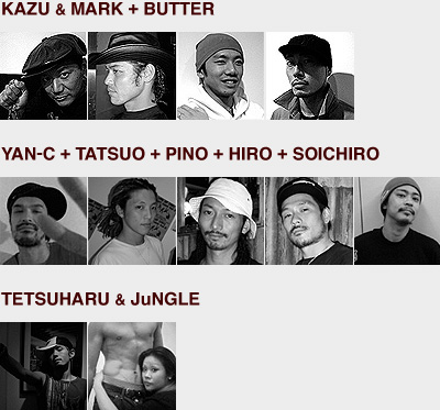 Session!!(O-SHIMA/TAKUYA/RYOSUKEfromRAMPAGE/MAIfromNUMERO UNO/RYUZY) / �`��肩+JuNGLE / GRASS HOPPER�{HIRO(ALMA)�{TAKESABUROU(SO DEEP) / Ilha de pais(TOSHI/YOKO/JUN/HIROKI)&Percussion OSAMI
